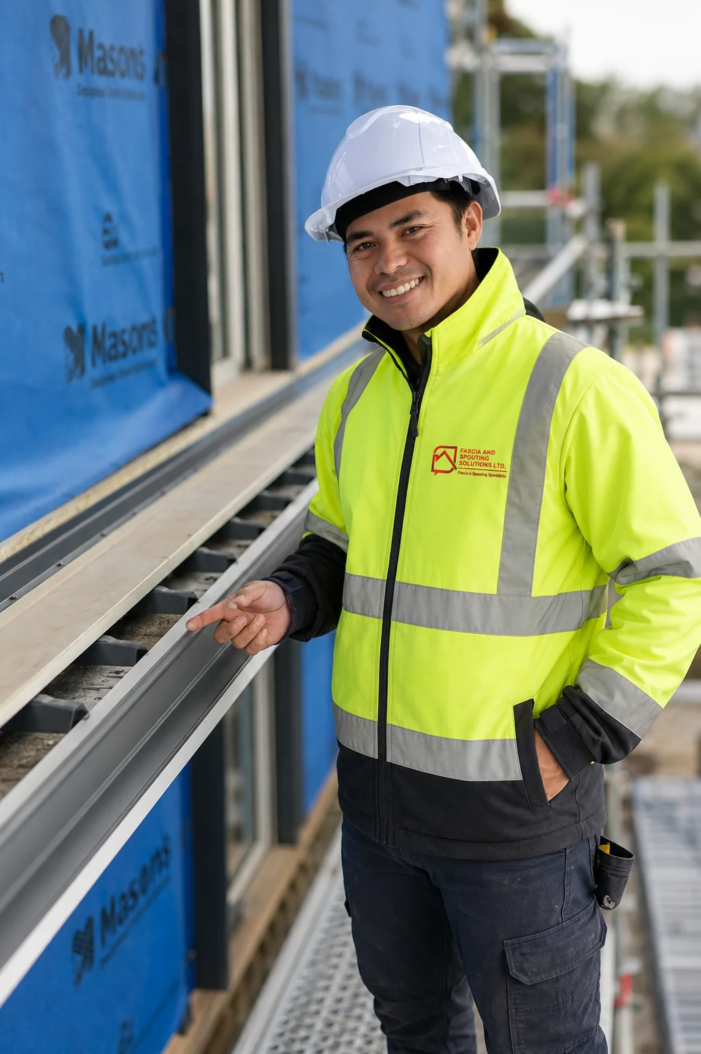 Fascia and Spouting Solutions technician on site